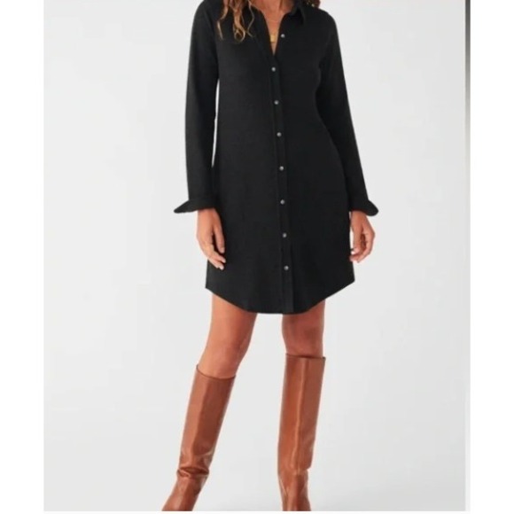 Faherty Brand Dresses & Skirts - Faherty Marion Shirt Dress Womens Small Charcoal Grey Knit Button Down